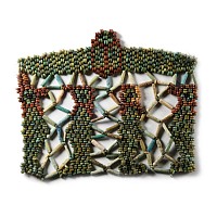 Large Egyptian Bead Panel with Four Sons of Horus and Winged Scarab