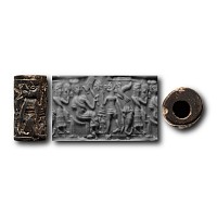 Western Asiatic Stone Cylinder Seal with Worship Scene