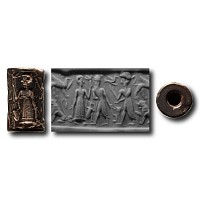 Old Babylonian Stone Cylinder Seal with Figures and Animals