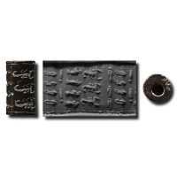 Western Asiatic Neo-Assyrian Stone Cylinder Seal with Scorpions and Fish