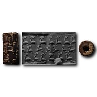 Western Asiatic Stone Cylinder Seal with Quadrupeds