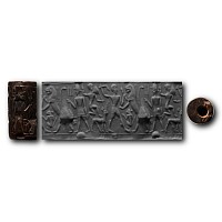 Western Asiatic Stone Cylinder Seal with Hunting Scene