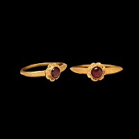 Post Medieval Gold Ring with Cabochon Garnet