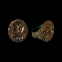 Egyptian Bronze Ring with Bust