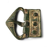 Medieval Gilt Bronze Buckle with Plate
