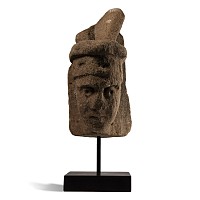 Medieval Carved Stone Head of a Cleric