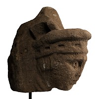 Medieval Carved Stone Head of a Cleric