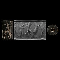 Akkadian Cylinder Seal with Combat Scene