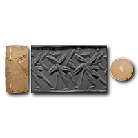 Neo Assyrian Cylinder Seal with Mythical Creatures Walking Left