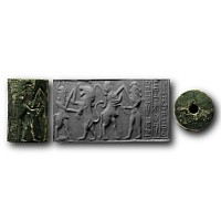 Large Akkadian Inscribed Cylinder Seal with Contest Scenes