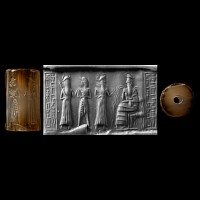 Akkadian Cylinder Seal with Water-God Enki