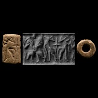 Akkadian Cylinder Seal with Combat Scene