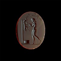 Neoclassical Carnelian Gemstone with Naked Goddess