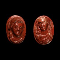Neoclassical Red Jasper Cameo Pair