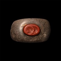 Roman Silver Ring with Silenus Head Gemstone