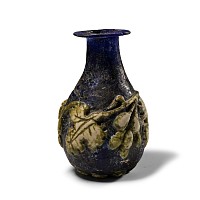 Roman Blue Glass Vessel with Vine Leaf Design