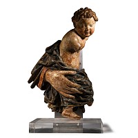 Renaissance Painted Wooden Figure of a Child