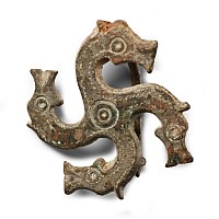 Roman Bronze Horse-Heads Plate Brooch