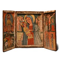 Ethiopian Triptych Icon with the Virgin and Child