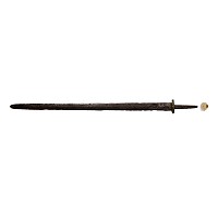 Migration Period Iron Sword with Rock Crystal, Gold and Garnet Sword Bead