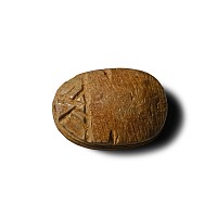 Egyptian White Stone Scarab with Falcon-headed God