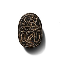 Egyptian Black Stone Scarab with Uraei and Falcon