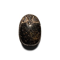 Egyptian Black Stone Scarab with Uraei and Falcon