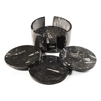 Natural History - Polished Fossil Orthoceras Coaster Set
