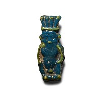 Egyptian Blue-Glazed Amulet of Bes