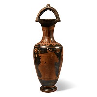 Greek Campanian Red-Figure Bail-Amphora with Male Figures