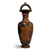 Greek Campanian Red-Figure Bail-Amphora with Male Figures