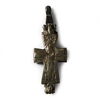 Byzantine Bronze Reliquary Cross Pendant