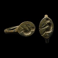Greek Bronze Signet Ring with Pan