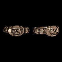 Georgian Silver Memento Mori Skull Ring with Monogram