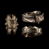 Post Medieval Silver 'En Bon An' Ring with Saint Barbara