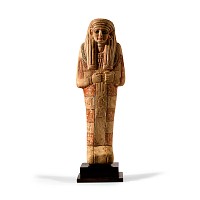 Egyptian Limestone Painted Shabti Inscribed for Ir-Nu