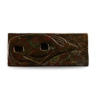 Egyptian Bronze Base with Ibex and Hieroglyphs