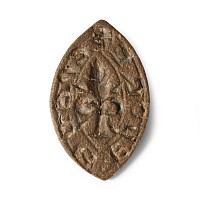 Medieval Bronze '+ CREDE FLORE' Vesica-Shaped Seal Matrix