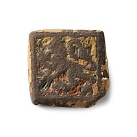 Medieval Enamelled Gilt Bronze Heraldic Stud with Lion