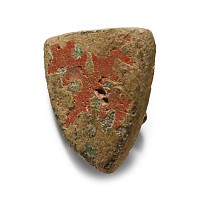 Medieval Knight's Enamelled Bronze Heraldic Stud with Cross