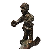 Roman Bronze Grotesque Silenus on Dolphin Handle