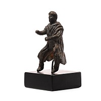 Roman Bronze Cavalryman Statuette with Paenula