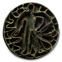Large Bactrian Copper Stamp Seal with Standing Figure