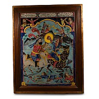 Qajar Tiles Decorated with Persian Battle Scene