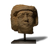 Egyptian Limestone Male Head Fragment