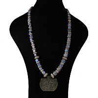 Bead Necklace with Calligraphic Pendant