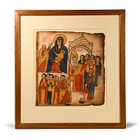 Ethiopian Manuscript Page with The Miracle of the Lame Man