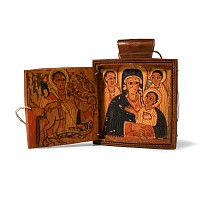 Ethiopian Wooden Icon with Paintings of Saints