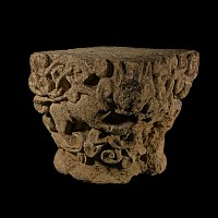 Medieval Limestone Capital with Felines