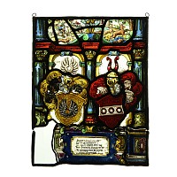 Renaissance Stained Glass Panel with Enamelled Armorial Motifs